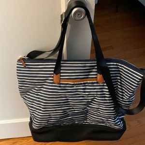 Navy Stripe weekend bag or gym bag